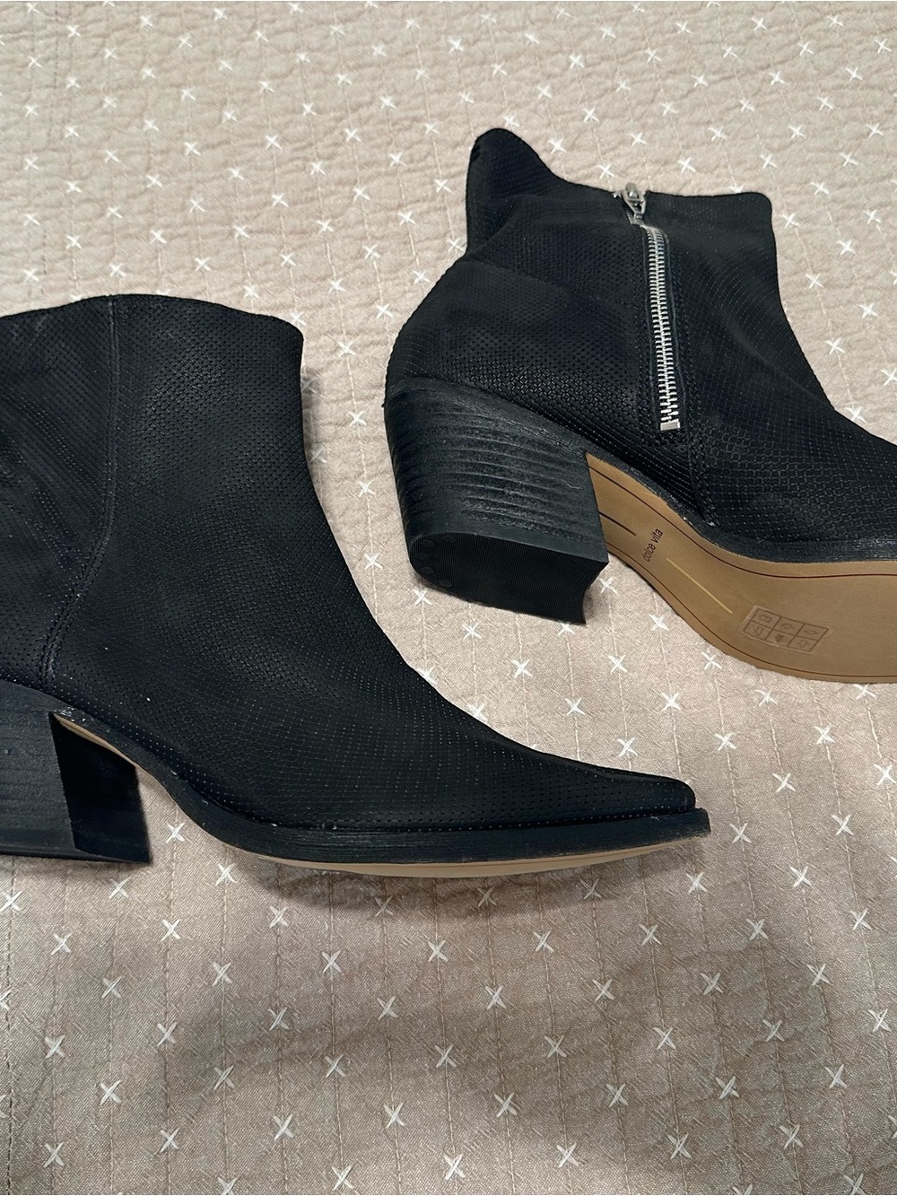 Dolce Vita Black Pointed Ankle Boots with Side Zip